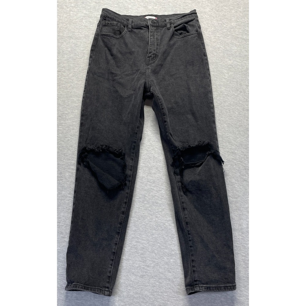 Vibe & Rant Jeans Women 13/(W31) Black Denim High Rise Distressed Straight Leg